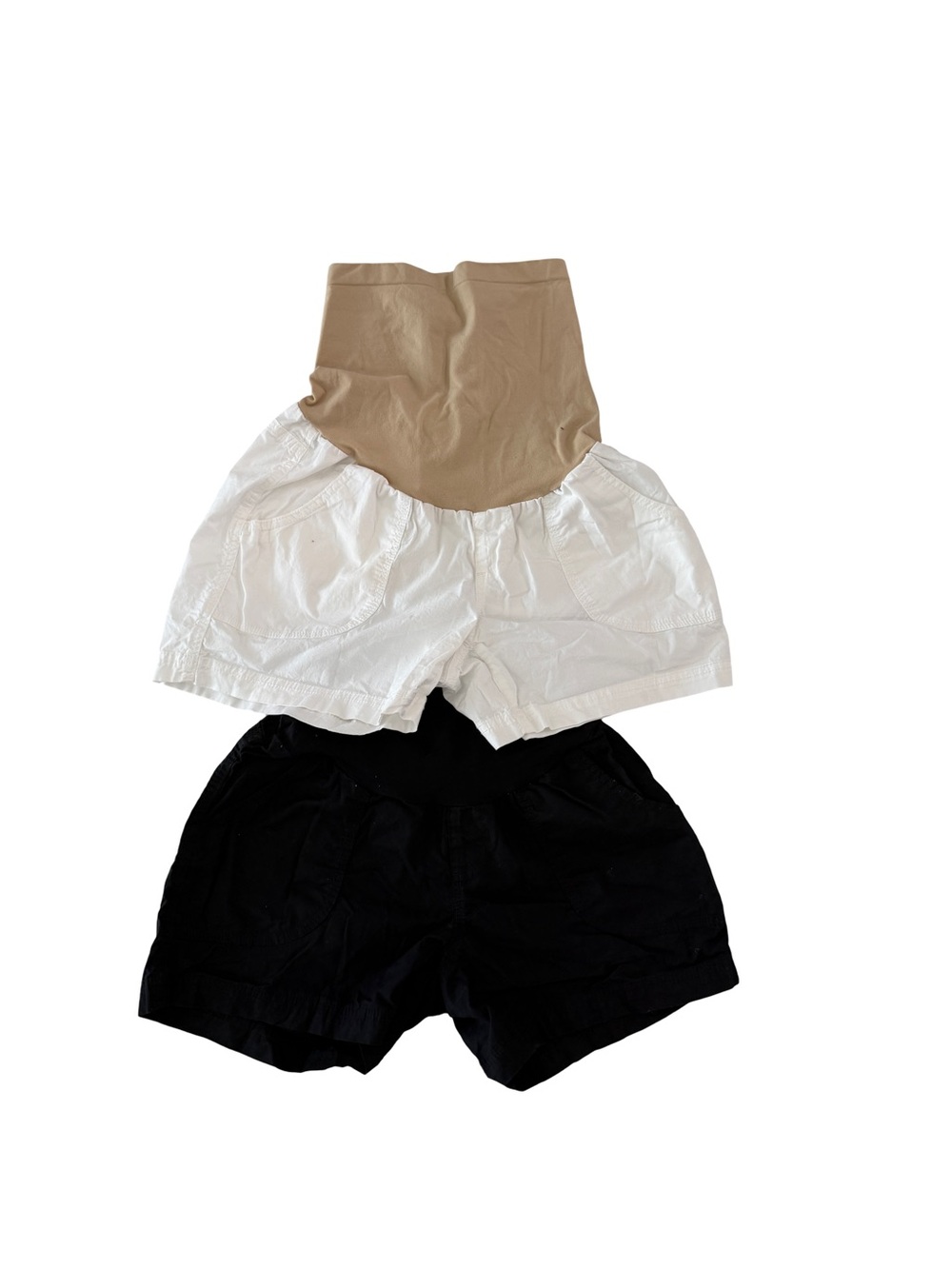 High-Waist Maternity Shorts Set White & Black